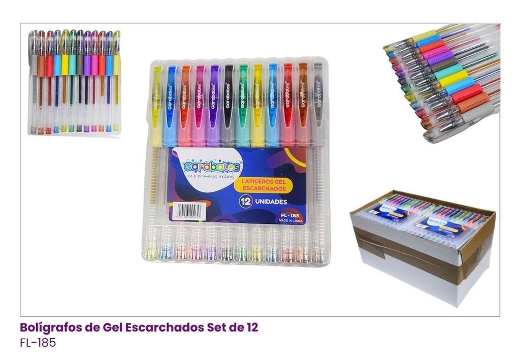 LAPICERO CON ESCARCHA CAJITA 12 PCS 