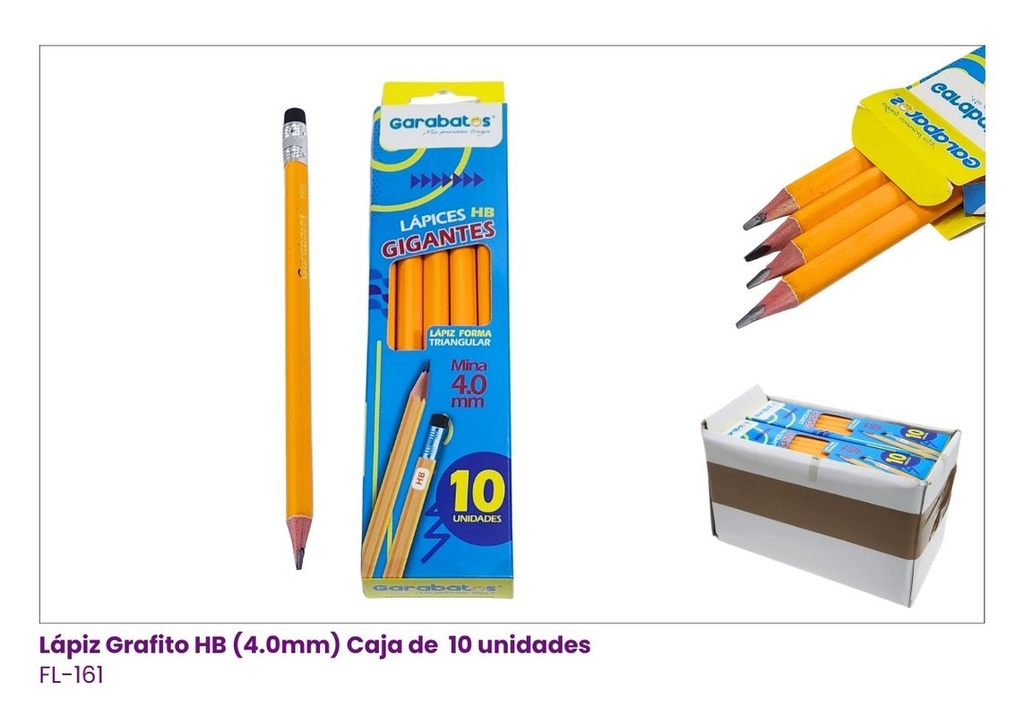LAPIZ HB 10PCS/CAJITA CON BORRADOR