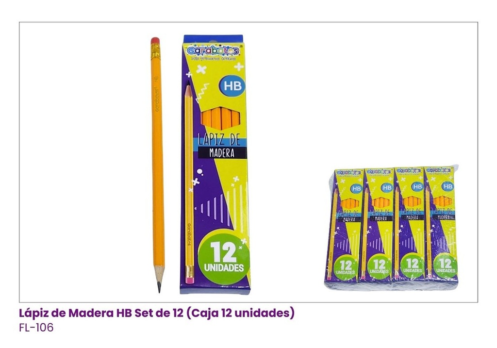 LAPIZ HB AMARILLO EN CAJITA X 12 PCS