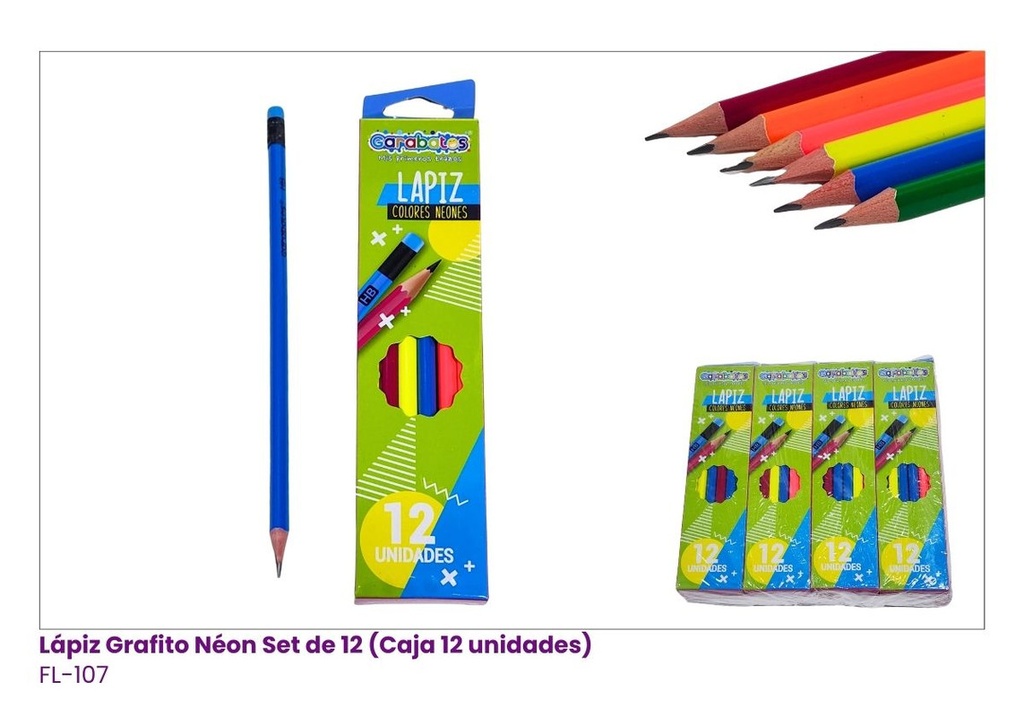 LAPIZ HB COLORIDOS FLUORESCENTES