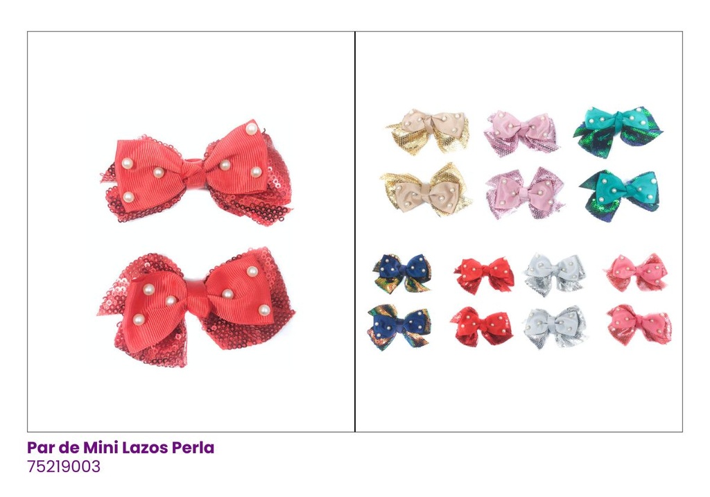 LAZOS PAR LENTEJUELA PERLA