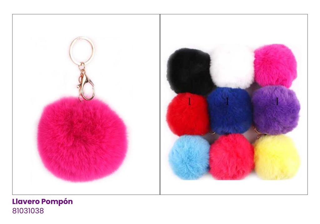 LLAVEROS POMPOM NEON (12CM)