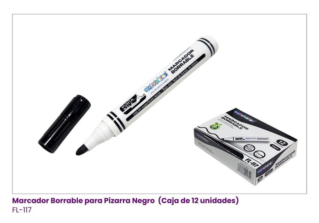 MARCADOR BORRABLE NEGRO-ROJO Y AZUL