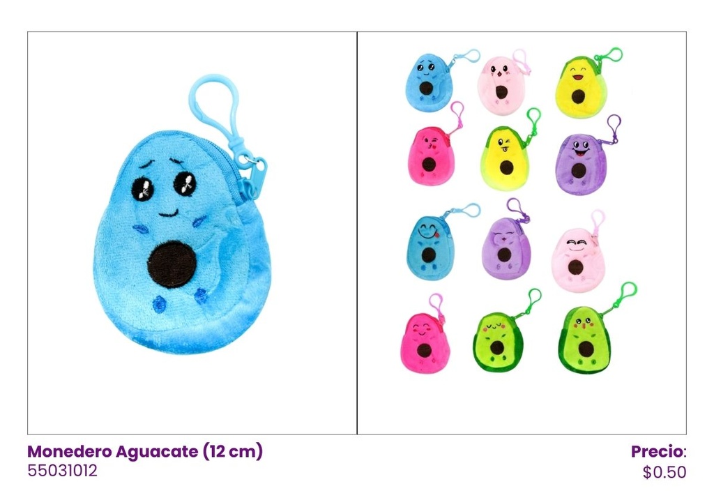 MONEDEROS PELUCHE AGUACATE