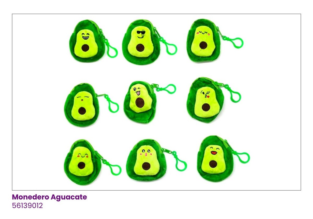 MONEDEROS PELUCHE AGUACATE
