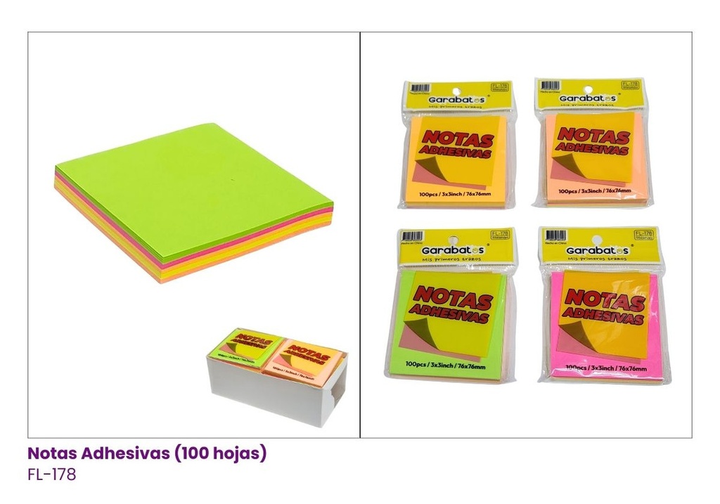 NOTAS ADHESIVAS PAQUETE DE 100 HOJAS