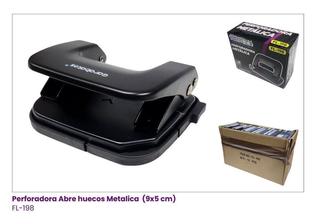 PERFORADORA METALICA ABRE HUECOS 2 ORIFICIOS CON  BARRA GUIA AJUSTABLE EN CAJITA C