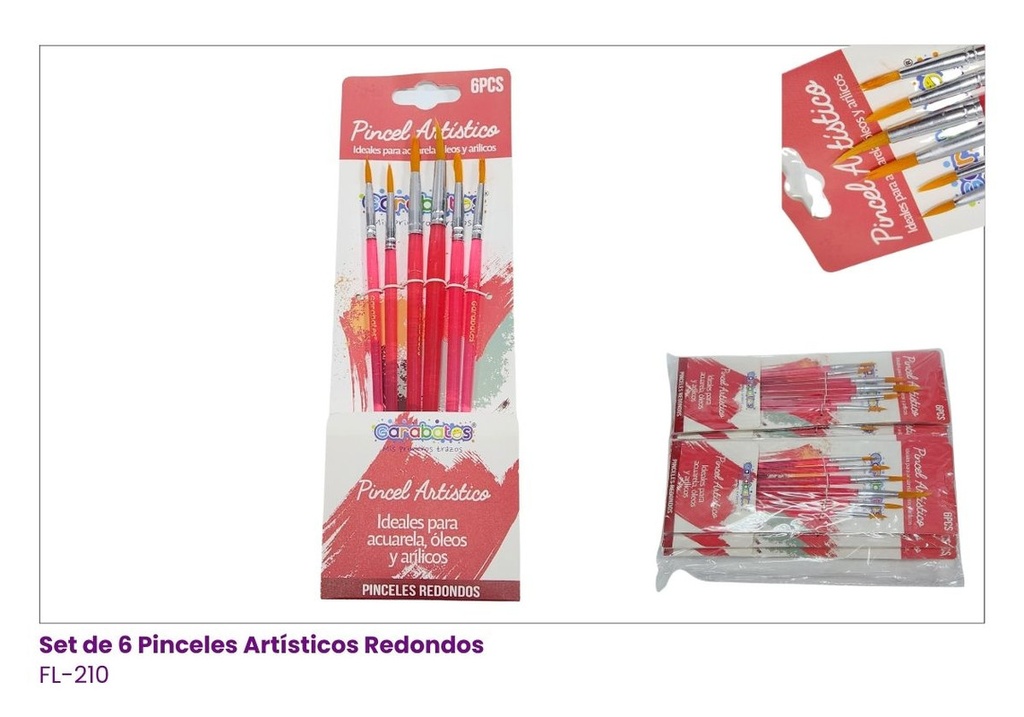 PINCELES REDONDO  EN BOLSA X 6 PCS