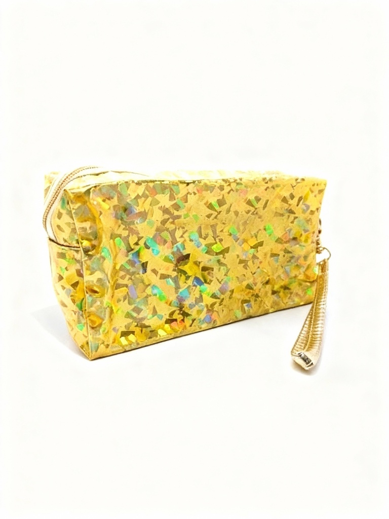 PORTA COSMETICOS FINO DORADO Y PLATEADO