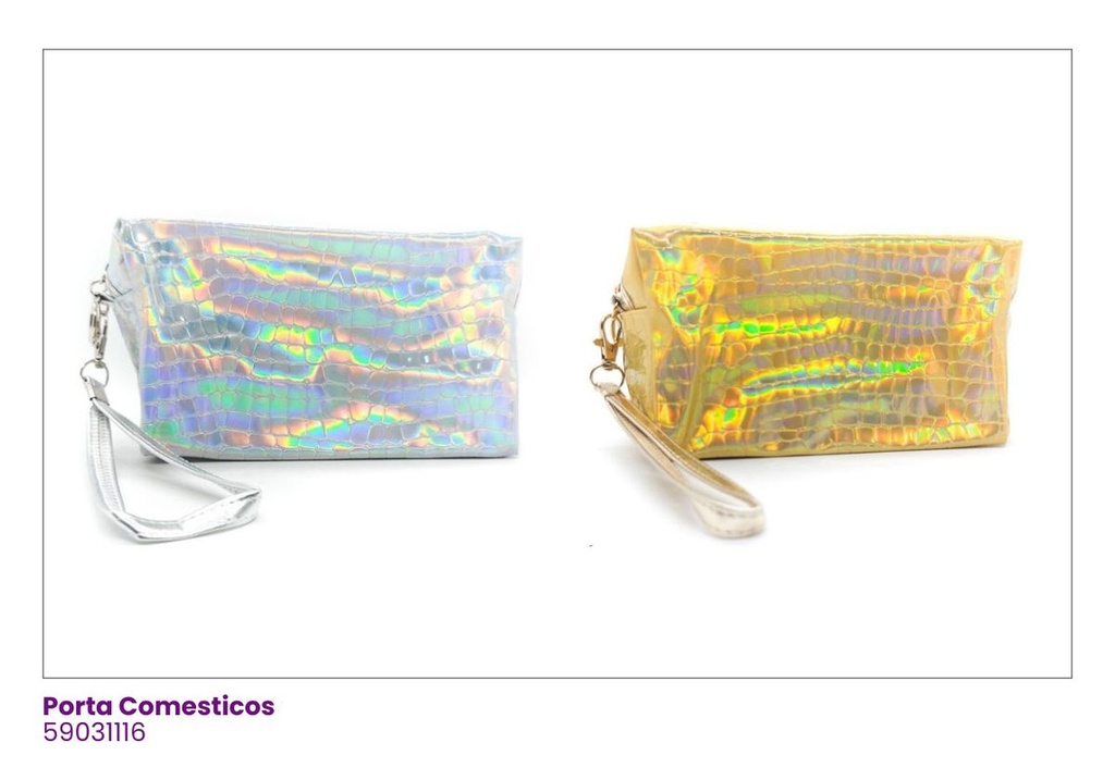 PORTA COSMETICOS FINO DORADO Y PLATEADO