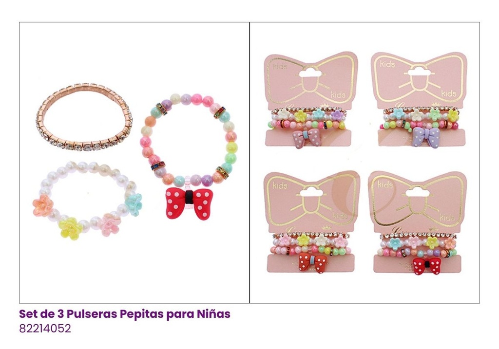 PULSERAS PARA NIÑAS SET DE 3