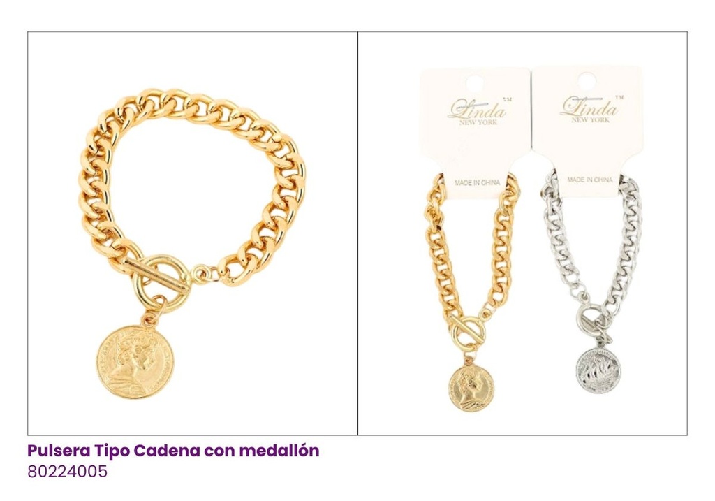 PULSERAS CADENA CON MONEDA
