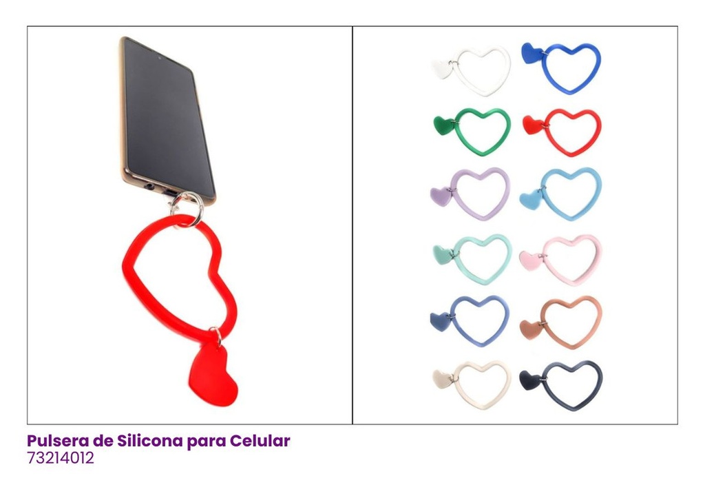 PULSERAS CELULAR SILICON CORAZON
