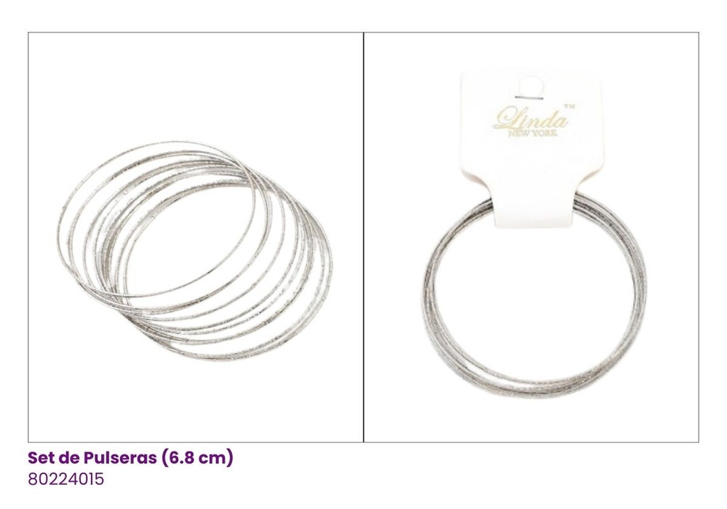 PULSERAS SEMANARIO PLATEADA SET DE 10