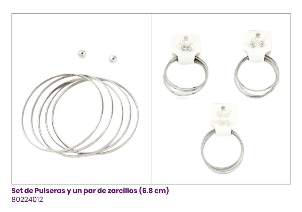 PULSERAS SEMANARIO PLATEADA SET DE 5 CON TOPITOS