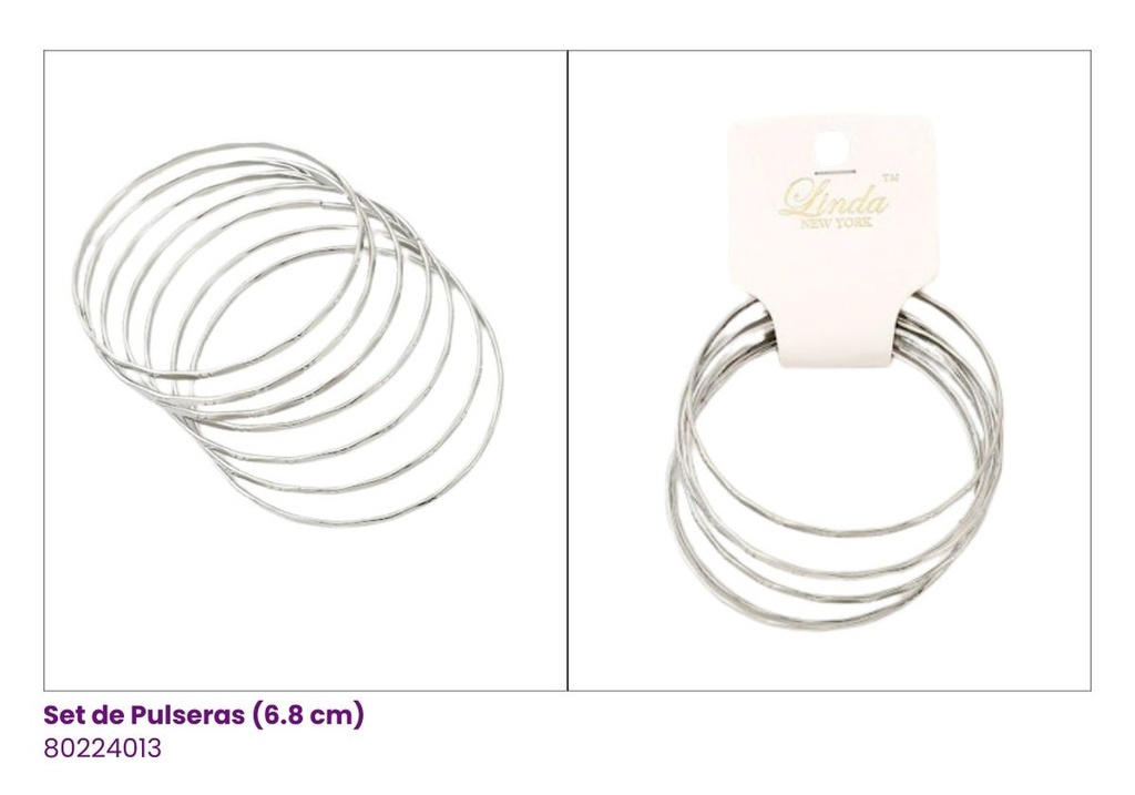PULSERAS SEMANARIO PLATEADA SET DE 7