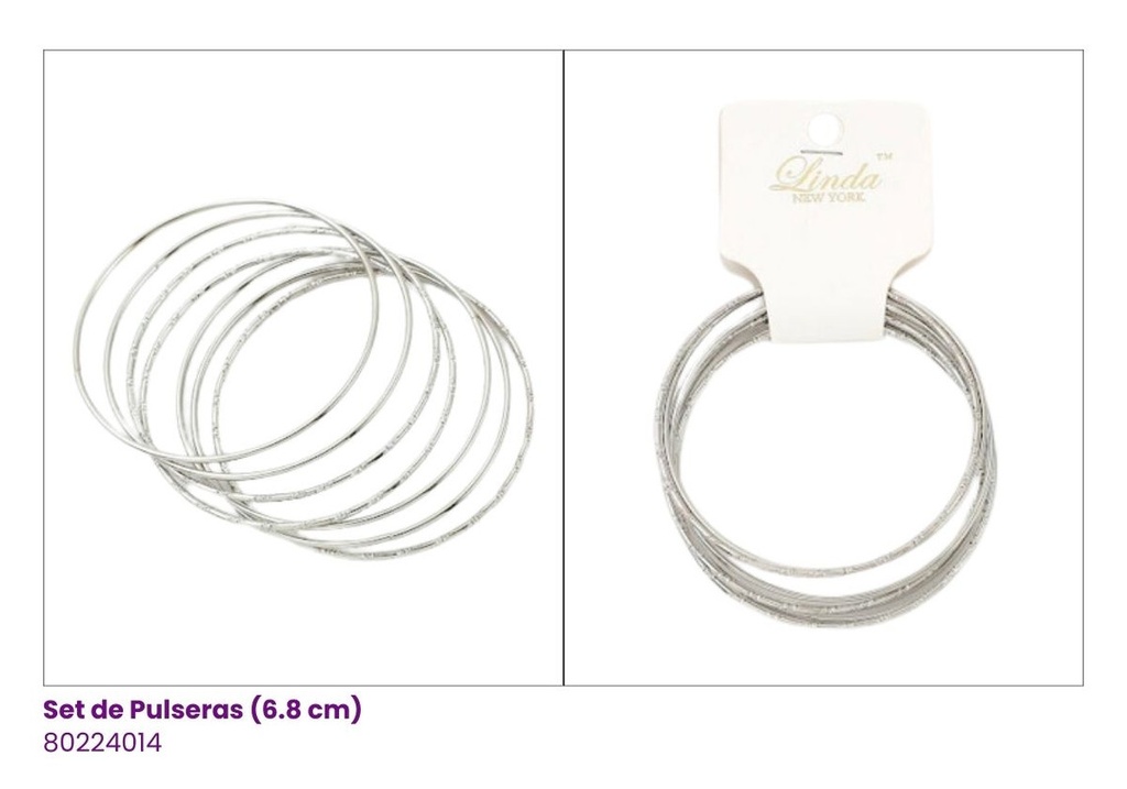 PULSERAS SEMANARIO PLATEADA SET DE 7