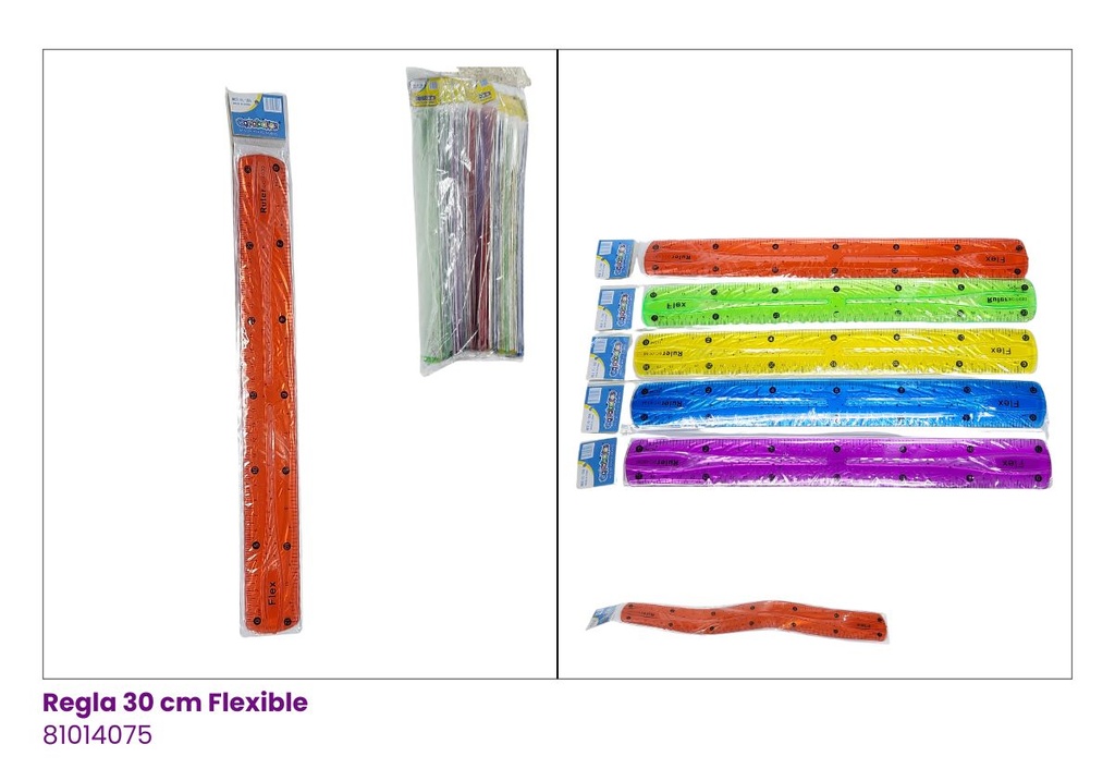 REGLAS 30 CM FLEXIBLE EN BOLSA