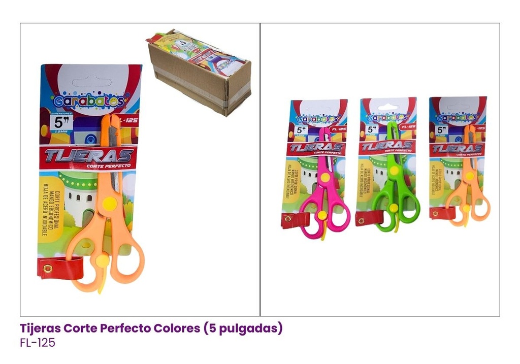 TIJERAS DE 5 PULGADAS ENCARTONADA COLORIDAS SURTIDOS