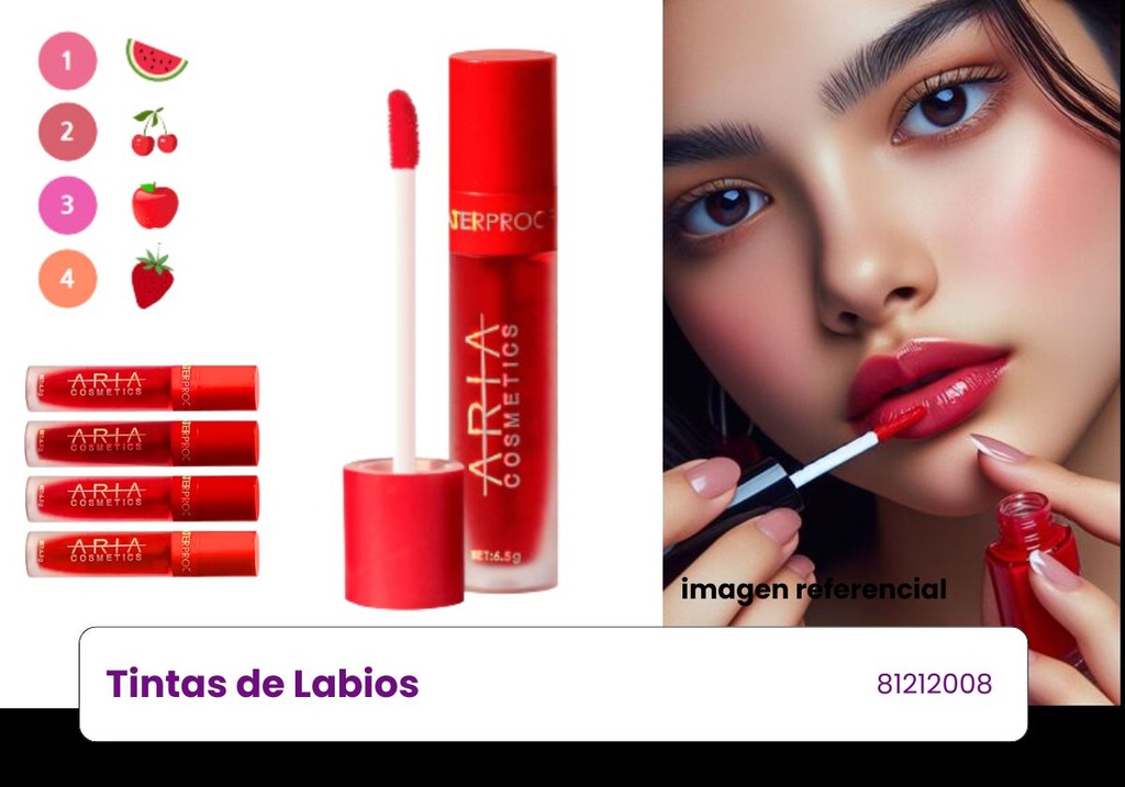 TINTAS DE LABIOS ARIA COSMETICS