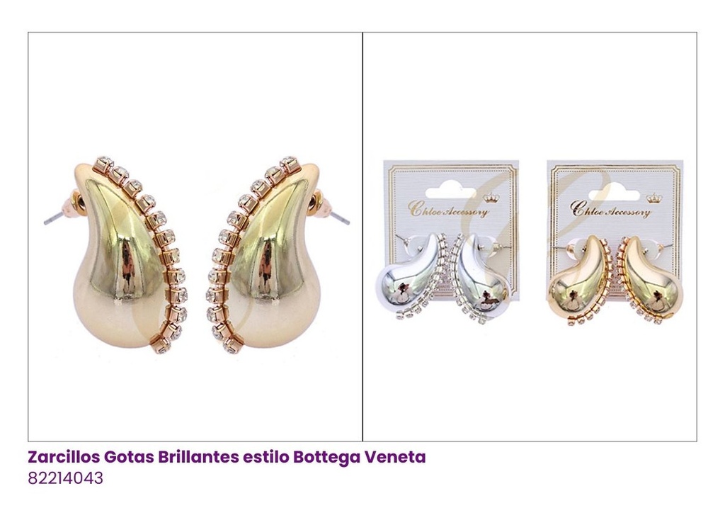 ZARCILLOS CHUNKY GOTAS CON STRASS