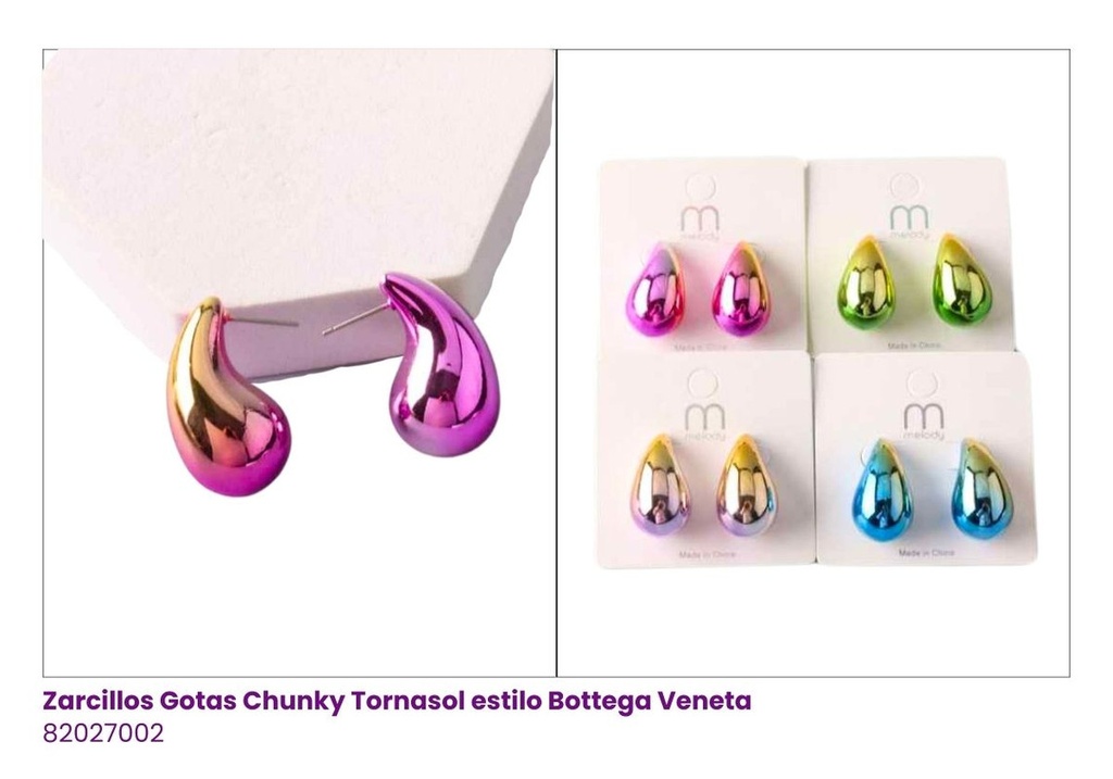 ZARCILLOS CHUNKY GOTAS TORNASOL