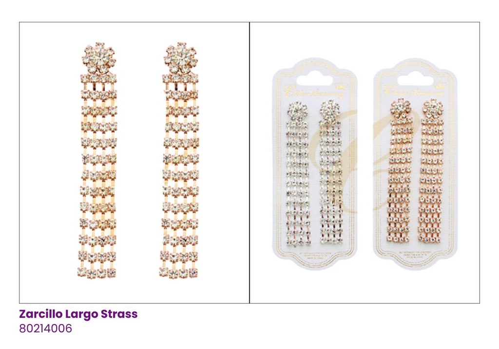 ZARCILLOS LARGOS STRASS 8CM