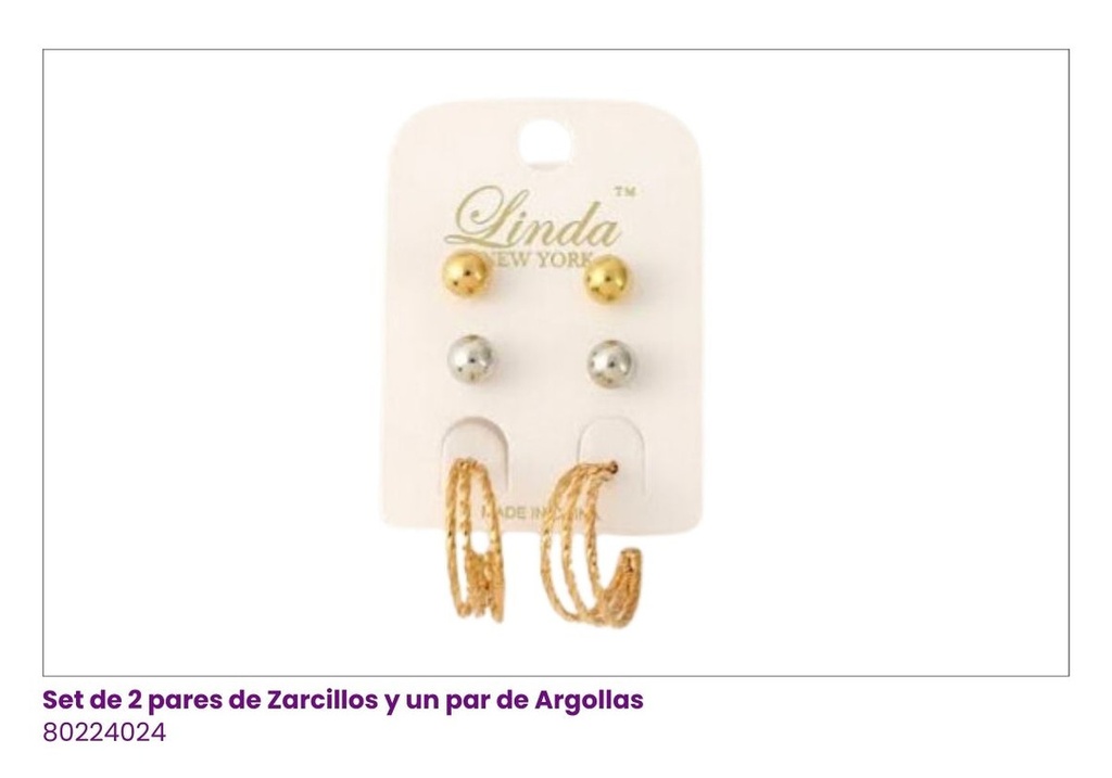 ZARCILLOS SET TOPITOS Y ARGOLLAS