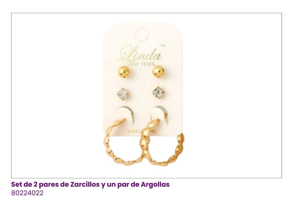 ZARCILLOS SET TOPITOS Y ARGOLLAS