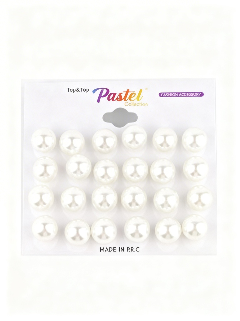 ZARCILLOS TOPITOS PERLAS BLANCA SET DE 9 PARES