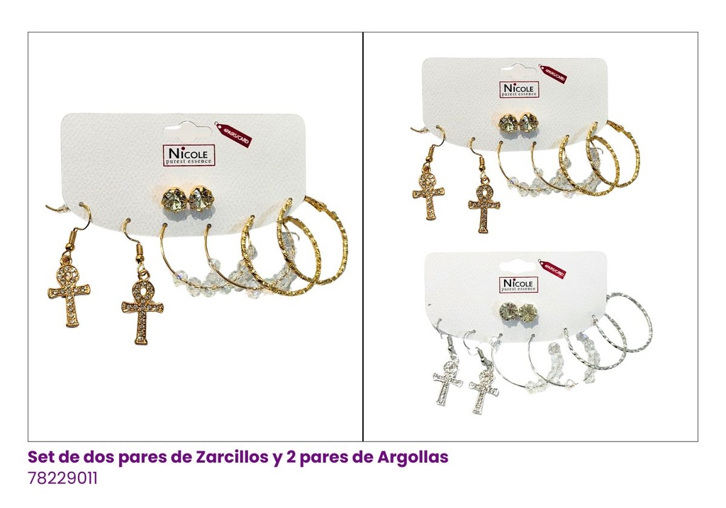 ARGOLLAS Y ZARCILLOS SET DE 4 PARES