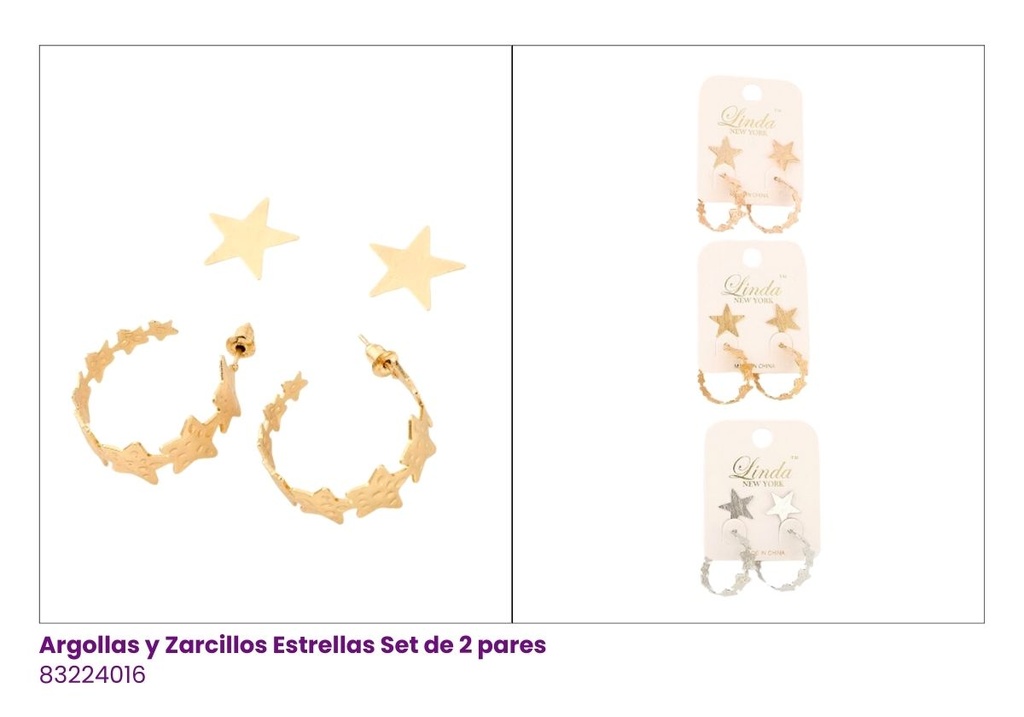 ZARCILLOS ARGOLLAS ESTRELLA SET DE 2
