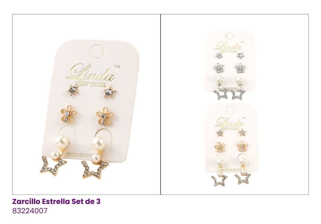 ZARCILLOS ESTRELLA SET DE 3