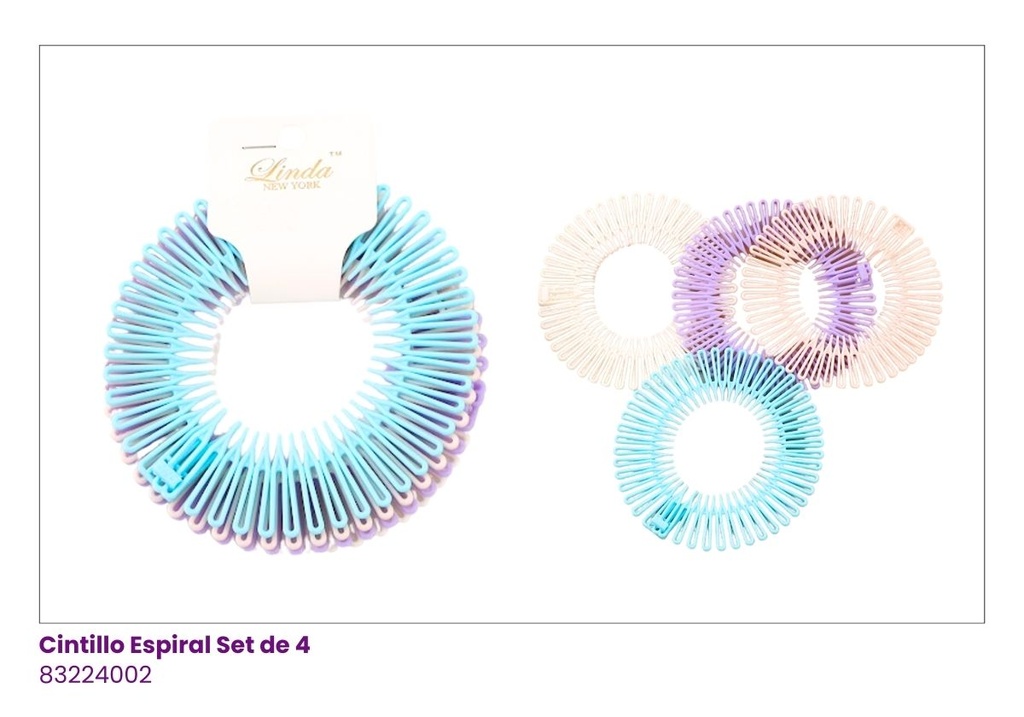 CINTILLOS ESPIRAL SET DE 4 PASTEL