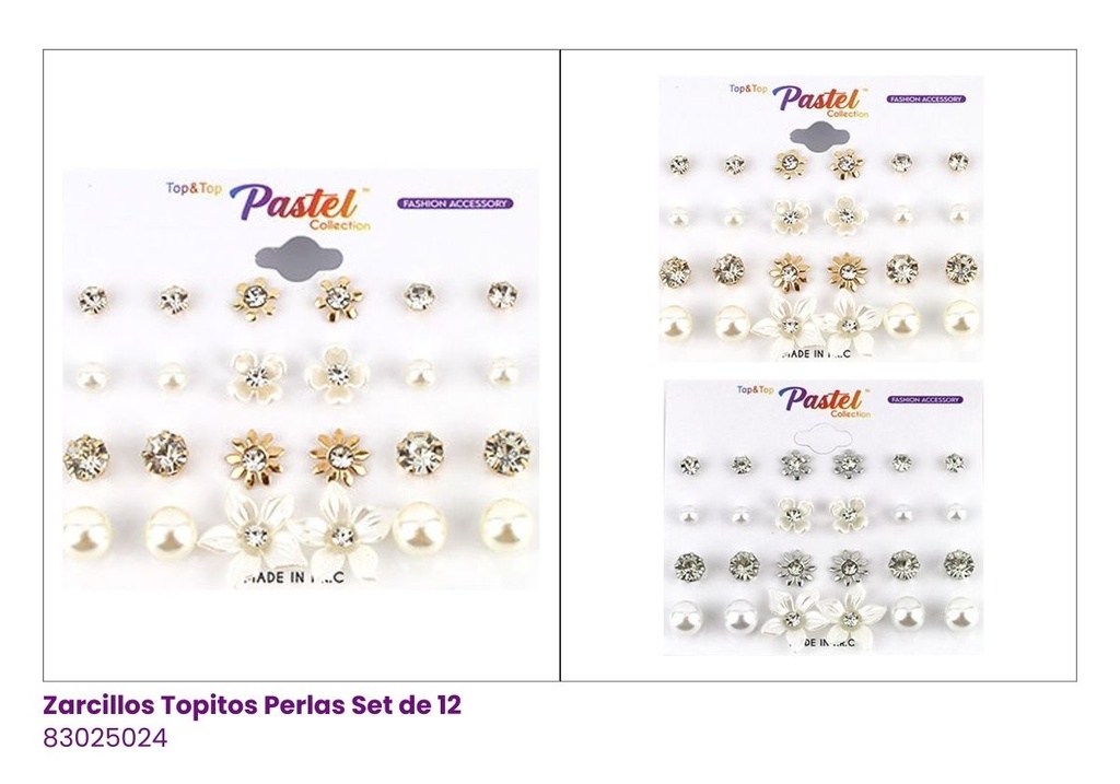 ZARCILLOS TOPITOS SET DE 12 PARES