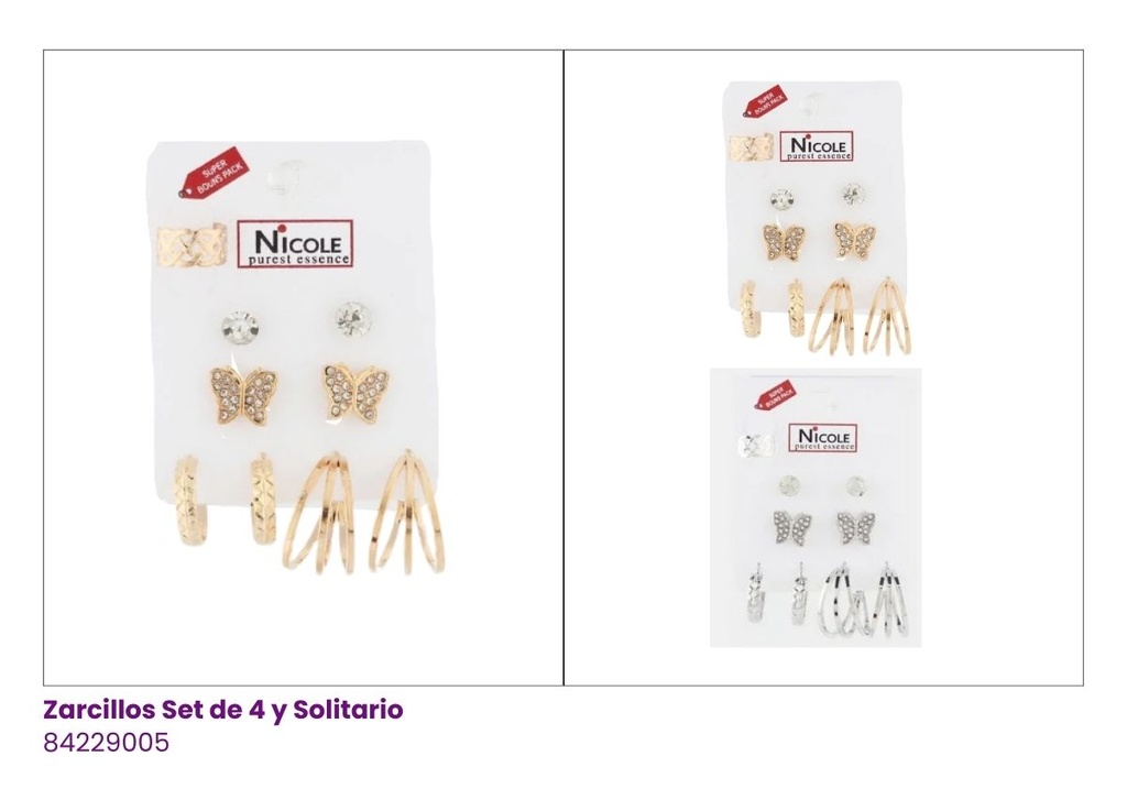 ZARCILLOS ARGOLLAS SET DE 5 PARES