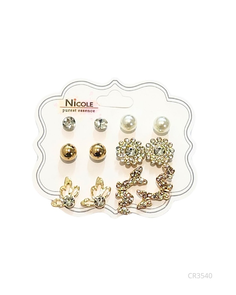 ZARCILLOS TOPITOS MARIPOSA SET DE 6 PARES