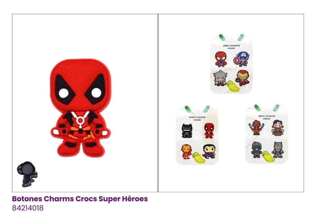 BOTONES CHARMS CROCS SUPER HEROES Y ADVENGERS