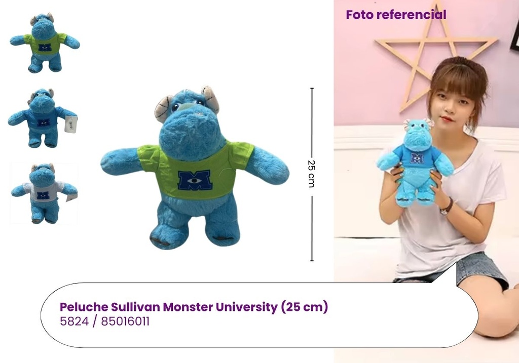 PELUCHES SULLIVAN MONSTER UNIVERSITY PEQUEÑO (25 CM)