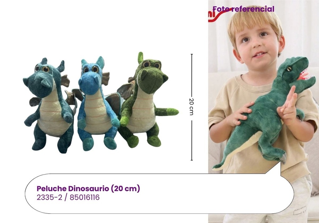 PELUCHES DINOSAURIOS PEQUEÑO (20 CM)