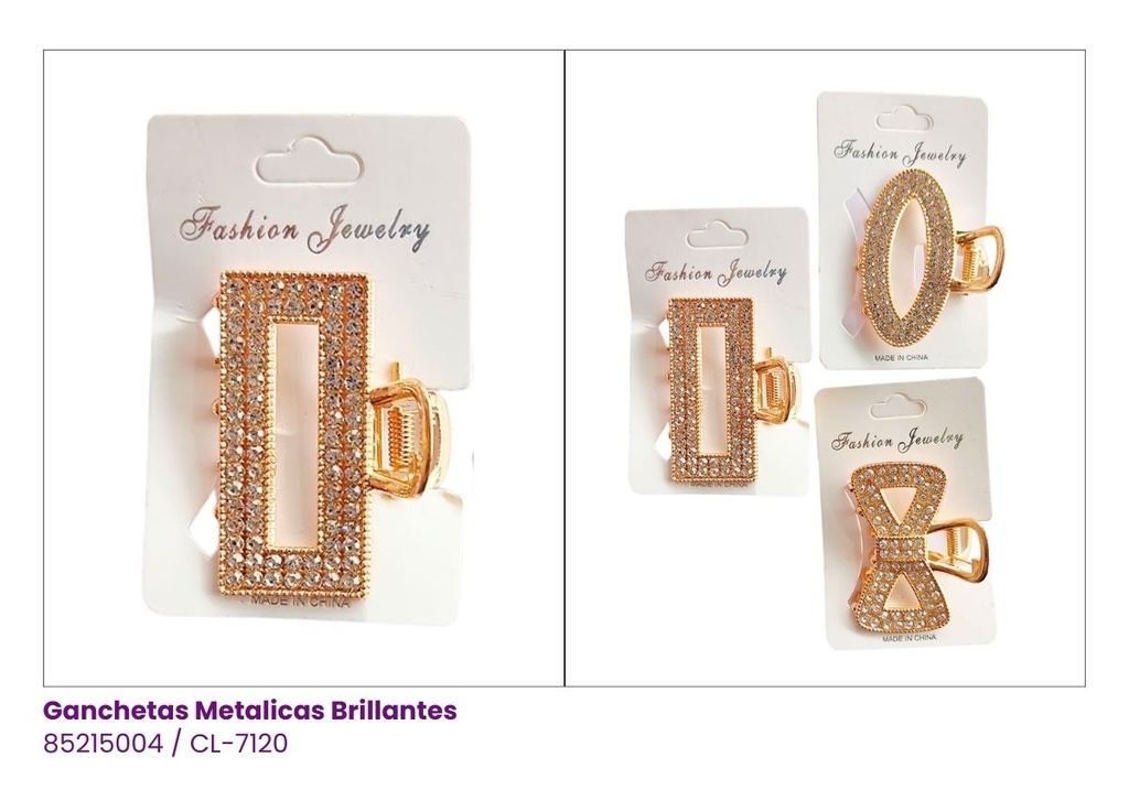GANCHETAS METALICA BRILLANTES