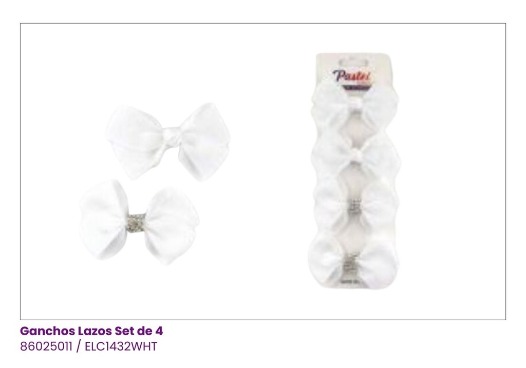 GANCHOS LAZOS BLANCO SET DE 4