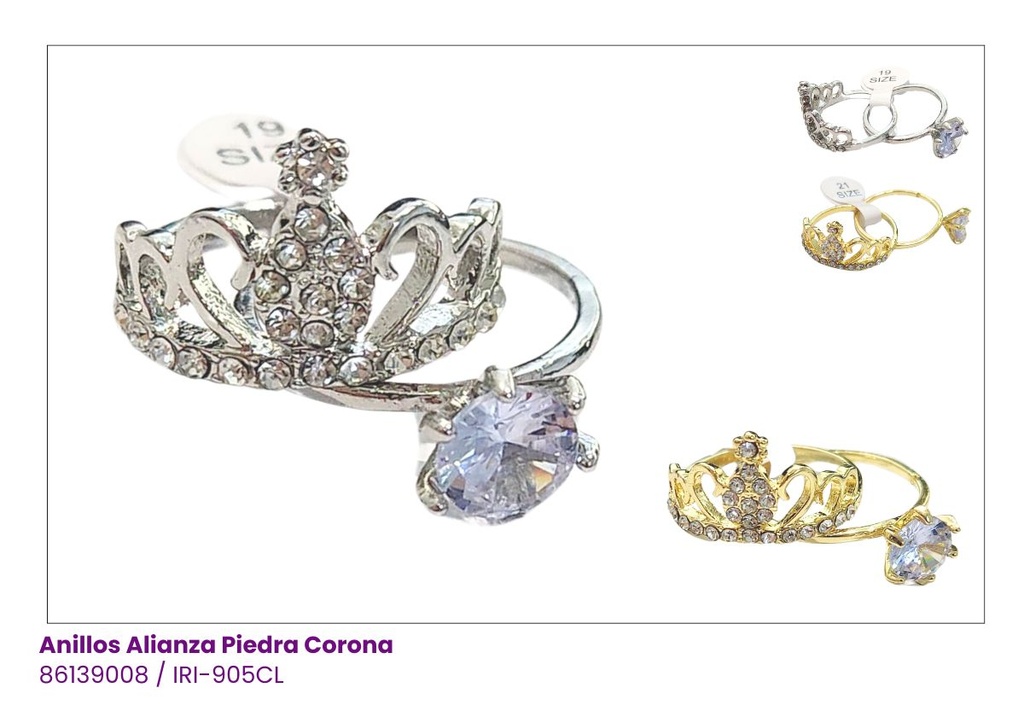 ANILLOS PIEDRA CORONA DOBLE