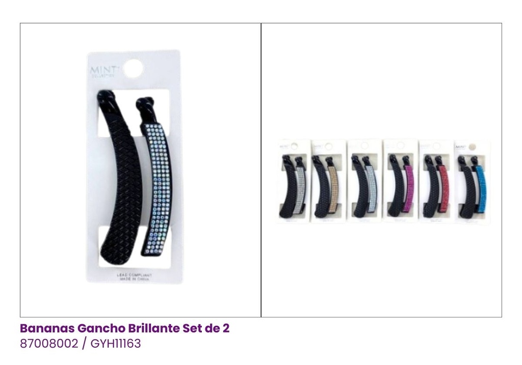 BANANAS GANCHETAS LISA STRASS SET DE 2