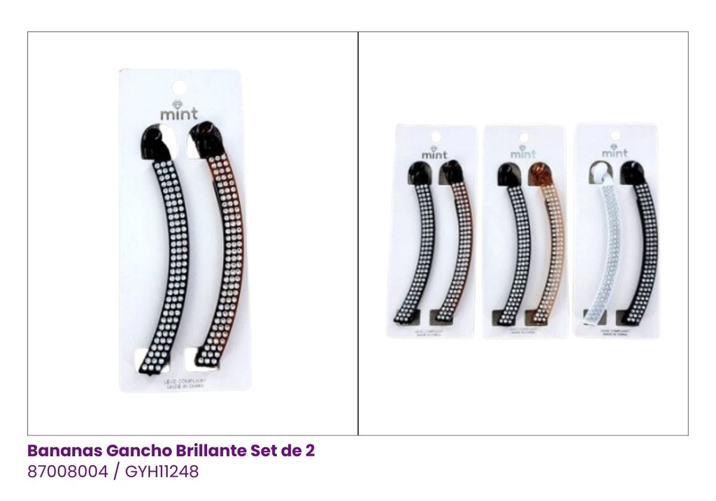 BANANAS GANCHETAS STRASS SET DE 2