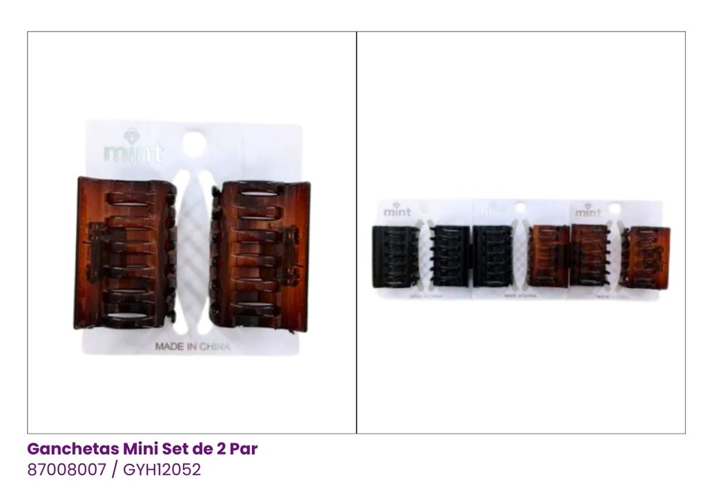 GANCHETAS ACRILICAS MINI CAREY SET DE 2 PAR