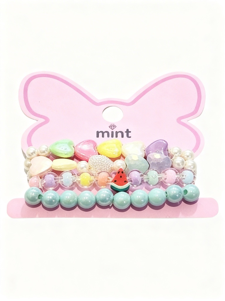 PULSERAS DE NIÑAS SET DE 4 CORAZON