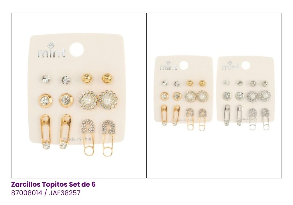 ZARCILLOS TOPITOS FANTASIA CLIP SET DE 6