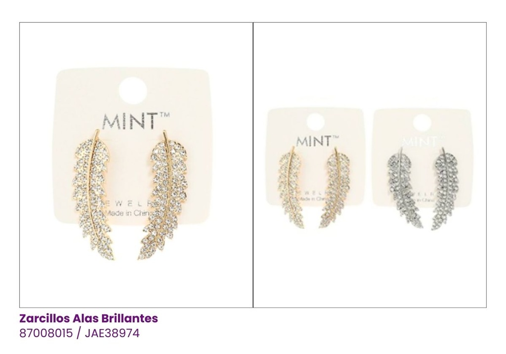 ZARCILLOS CHUNKY HOJAS STRASS