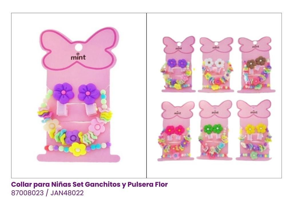 COLLARES - PULSERAS Y GANCHOS NIÑAS FLOR